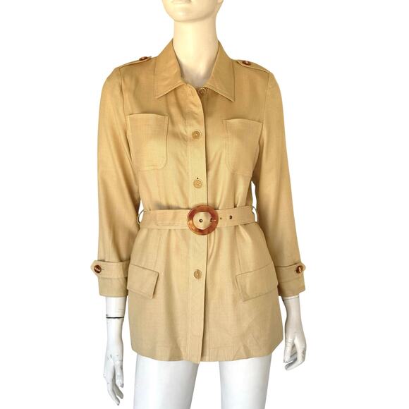 Vintage Valentino Miss V belted safari blouse top size 8 /42 - Picture 1 of 11